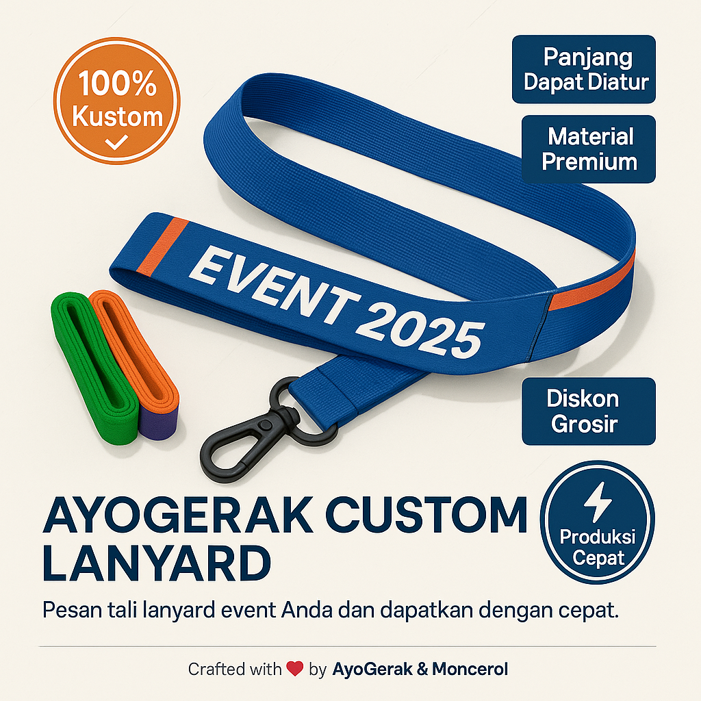 LANYARD ID CARD CUSTOM – Full Color, Polyester Super Soft, Finish Premium